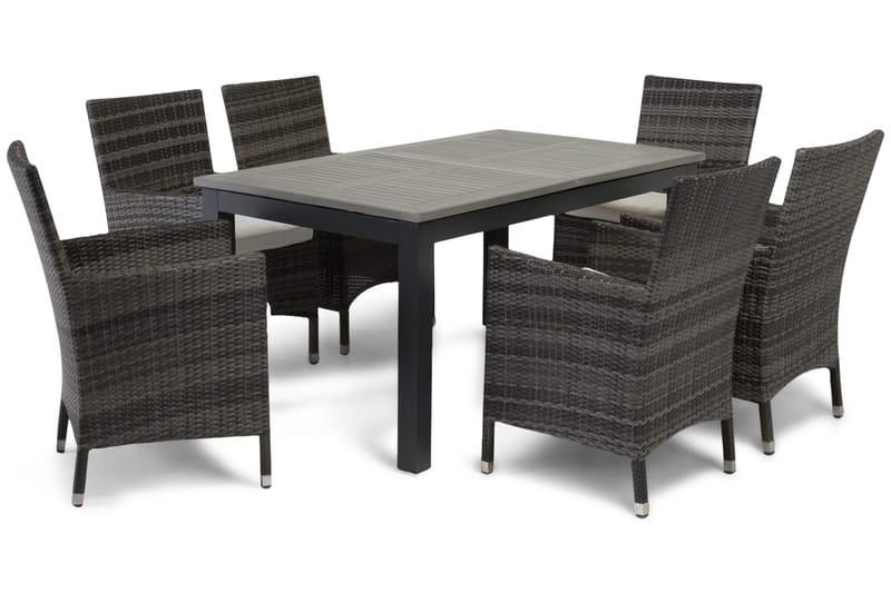 Monaco Spisegruppe 152-210+6 Thor Stoler - Svart/Grå - Hagemøbler & utemiljø - Hagegruppe - Spisegrupper hage