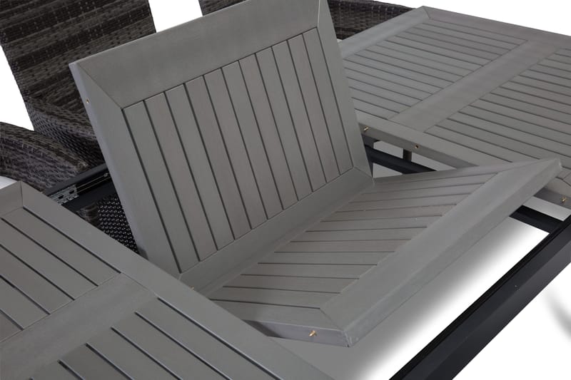 Monaco Spisegruppe 152-210+6 Thor Stoler - Svart/Grå - Hagemøbler & utemiljø - Hagegruppe - Spisegrupper hage