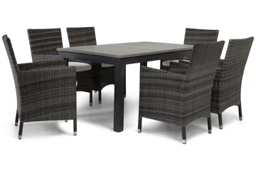 Monaco Spisegruppe 152-210+6 Thor Stoler - Svart/Grå - Hagemøbler & utemiljø - Hagegruppe - Spisegrupper hage
