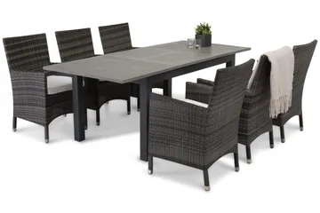 Monaco Spisegruppe 152-210+6 Thor Stoler - Svart/Grå - Hagemøbler & utemiljø - Hagegruppe - Spisegrupper hage