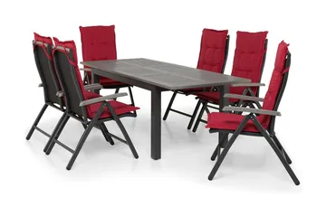 Monaco Spisegruppe 152-210+6 Posisjonsstoler - Svart - Hagemøbler & utemiljø - Hagegruppe - Spisegrupper hage