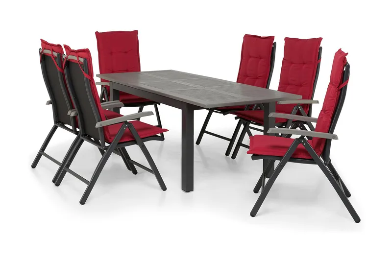 Monaco Spisegruppe 152-210+6 Posisjonsstoler, Svart