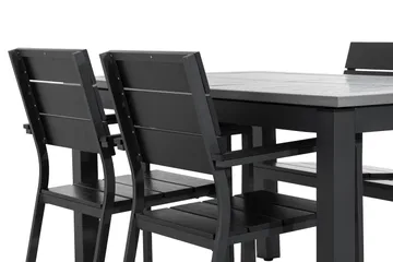 Monaco Spisegruppe 152-210x90 + 4 Tunis Stablestol - Svart - Hagemøbler & utemiljø - Hagegruppe - Spisegrupper hage