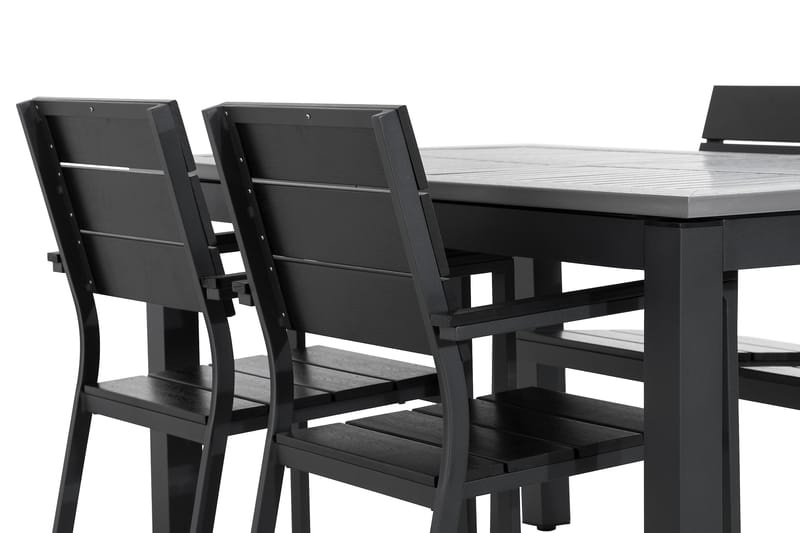 Monaco Spisegruppe 152-210x90 + 4 Tunis Stablestol - Svart - Hagemøbler & utemiljø - Hagegruppe - Spisegrupper hage