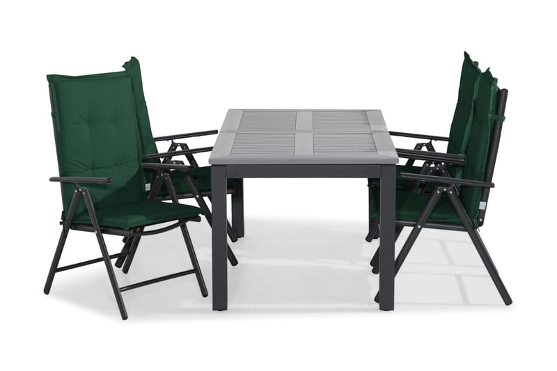 Monaco Spisegruppe 152-210x90+4 Maggie Posisjonsstol m Pute, Svart/Grønn