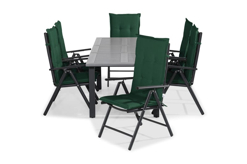 Monaco Spisegruppe 152-210x90+6 Maggie Posisjonsstol m Pute, Svart/Grønn