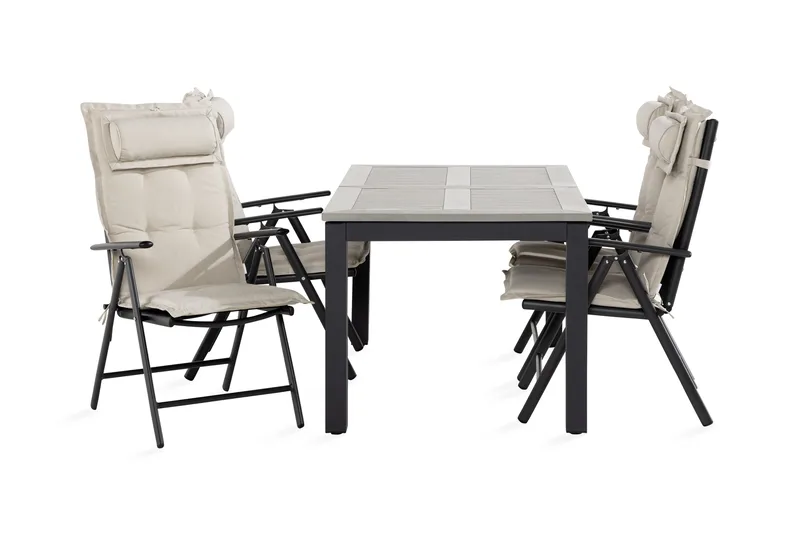 Monaco Spisegruppe 90x152-210+4 Maggie Stoler m Pute, Svart/Offwhite
