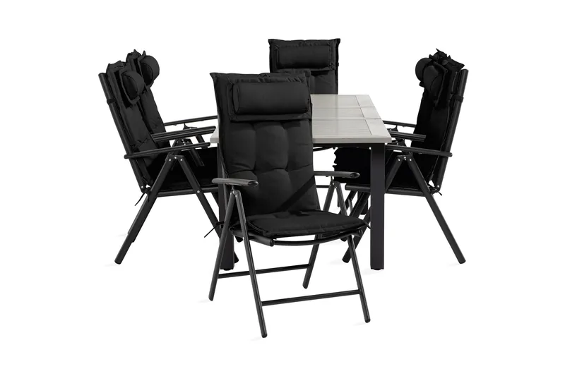 Monaco Spisegruppe 90x152-210+6 Maggie Stoler m Pute, Svart