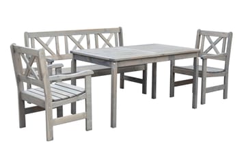 Olivo Spisegruppe + 2 Stoler + Benk - Grå - Hagemøbler & utemiljø - Hagegruppe - Spisegrupper hage