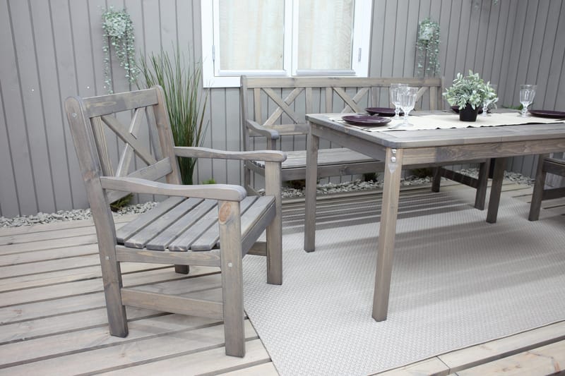 Olivo Spisegruppe + 2 Stoler + Benk - Grå - Hagemøbler & utemiljø - Hagegruppe - Spisegrupper hage
