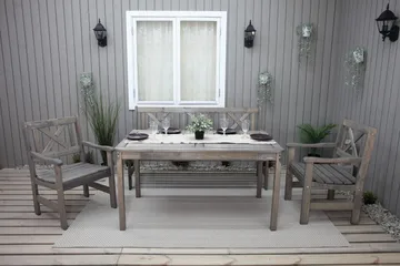 Olivo Spisegruppe + 2 Stoler + Benk - Grå - Hagemøbler & utemiljø - Hagegruppe - Spisegrupper hage