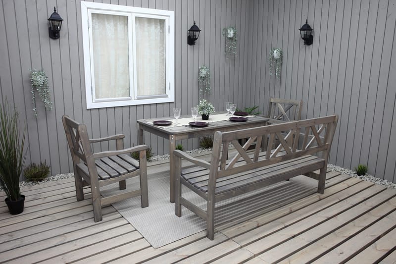 Olivo Spisegruppe + 2 Stoler + Benk - Grå - Hagemøbler & utemiljø - Hagegruppe - Spisegrupper hage