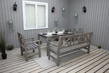 Olivo Spisegruppe + 2 Stoler + Benk - Grå - Hagemøbler & utemiljø - Hagegruppe - Spisegrupper hage