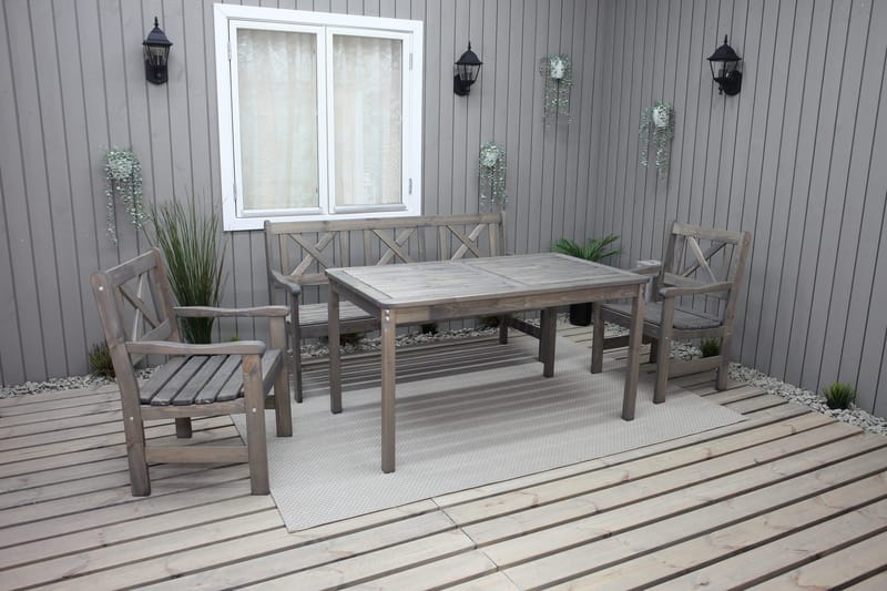 Olivo Spisegruppe + 2 Stoler + Benk - Grå - Hagemøbler & utemiljø - Hagegruppe - Spisegrupper hage
