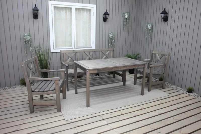 Olivo Spisegruppe + 2 Stoler + Benk - Grå - Hagemøbler & utemiljø - Hagegruppe - Spisegrupper hage