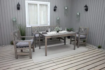 Olivo Spisegruppe + 2 Stoler + Benk - Grå - Hagemøbler & utemiljø - Hagegruppe - Spisegrupper hage