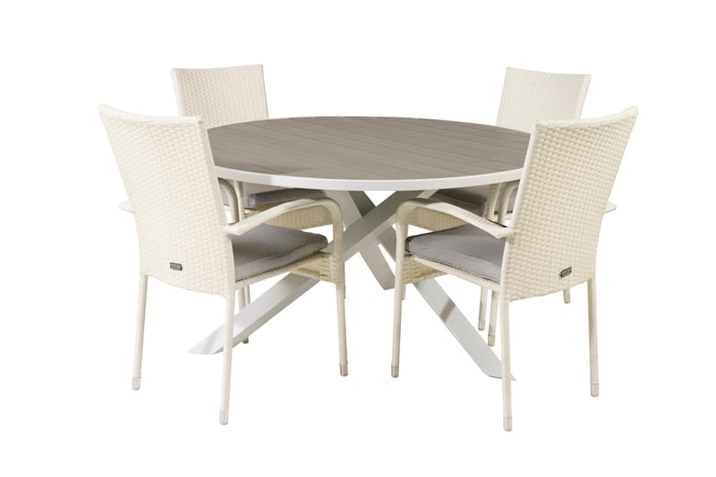 Parma Spisegruppe Rund Ø140cm + 4 Anna Karmstoler, Hvit