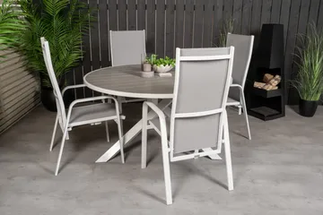 Parma Spisegruppe Rund Ø140cm + 4 Copacabana Stoler - Svart/Grå - Hagemøbler & utemiljø - Hagegruppe - Spisegrupper hage