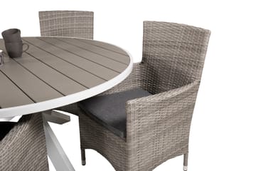 Parma Spisegruppe Rund Ø140cm + 4 Malin Karmstoler - Natur/Svart - Hagemøbler & utemiljø - Hagegruppe - Spisegrupper hage