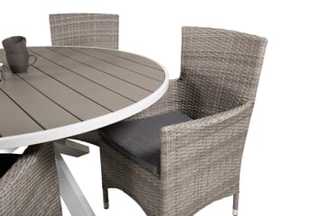 Parma Spisegruppe Rund Ø140cm + 4 Malin Karmstoler - Natur/Svart - Hagemøbler & utemiljø - Hagegruppe - Spisegrupper hage
