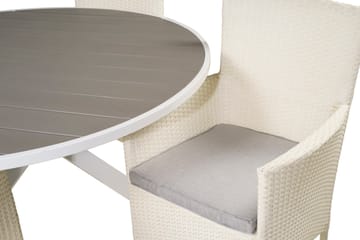 Parma Spisegruppe Rund Ø140cm + 4 Malin Karmstoler - Svart/Grå - Hagemøbler & utemiljø - Hagegruppe - Spisegrupper hage