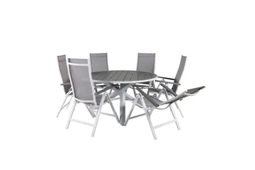 Parma Spisegruppe Rund Ø140cm + 6 Albany Posisjonsstoler - Svart - Hagemøbler & utemiljø - Hagegruppe - Spisegrupper hage