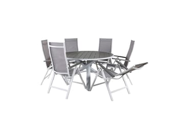 Parma Spisegruppe Rund Ø140cm + 6 Albany Posisjonsstoler - Svart - Hagemøbler & utemiljø - Hagegruppe - Spisegrupper hage