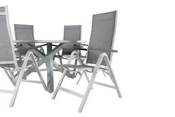 Parma Spisegruppe Rund Ø140cm + 6 Albany Posisjonsstoler - Svart - Hagemøbler & utemiljø - Hagegruppe - Spisegrupper hage