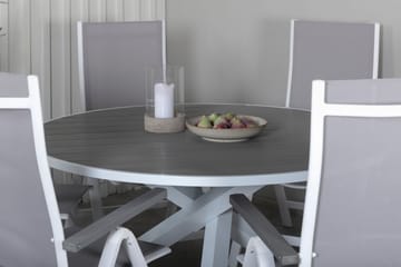 Parma Spisegruppe Rund Ø140cm + 6 Albany Posisjonsstoler - Svart - Hagemøbler & utemiljø - Hagegruppe - Spisegrupper hage