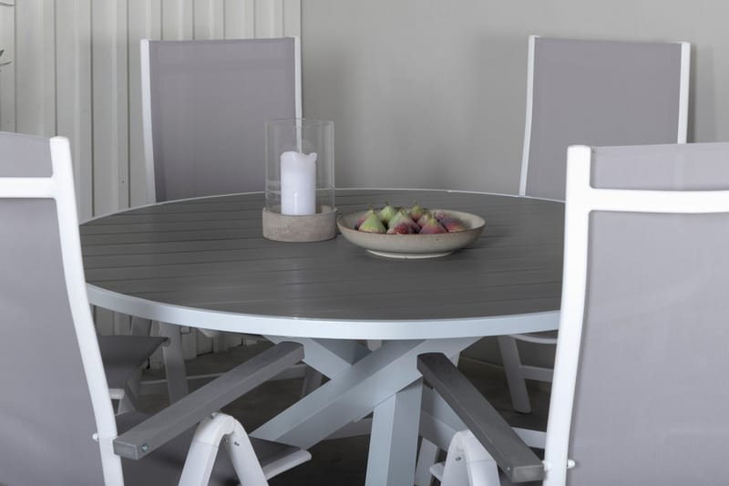 Parma Spisegruppe Rund Ø140cm + 6 Albany Posisjonsstoler - Svart - Hagemøbler & utemiljø - Hagegruppe - Spisegrupper hage