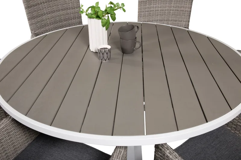 Parma Spisegruppe Rund Ø140cm + 6 Malin Karmstoler - Natur - Hagemøbler & utemiljø - Hagegruppe - Spisegrupper hage