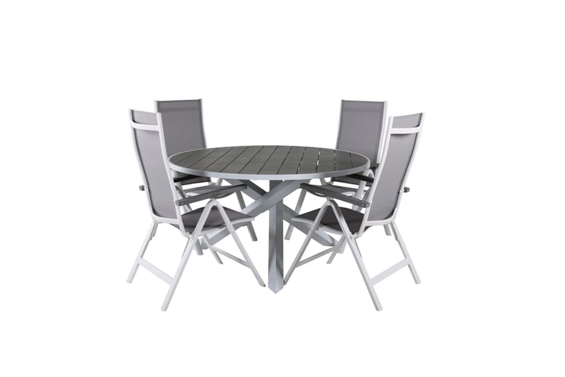 Parma Spisegruppe Rund 140cm+4 Albany Posisjonsstoler, Brun/Hvit