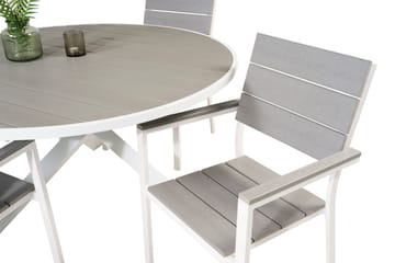 Parma Spisegruppe Rund 140cm+4 Levels Stablebare Stoler - Hvit - Hagemøbler & utemiljø - Hagegruppe - Spisegrupper hage