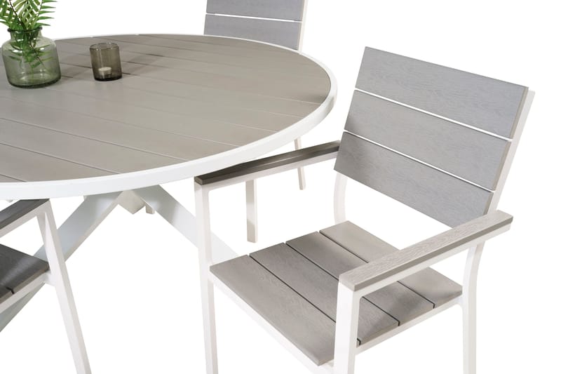 Parma Spisegruppe Rund 140cm+4 Levels Stablebare Stoler - Hvit - Hagemøbler & utemiljø - Hagegruppe - Spisegrupper hage