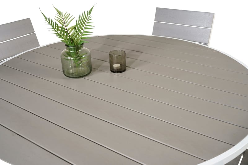 Parma Spisegruppe Rund 140cm+4 Levels Stablebare Stoler - Hvit - Hagemøbler & utemiljø - Hagegruppe - Spisegrupper hage