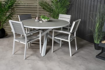Parma Spisegruppe Rund 140cm+4 Levels Stablebare Stoler - Hvit - Hagemøbler & utemiljø - Hagegruppe - Spisegrupper hage