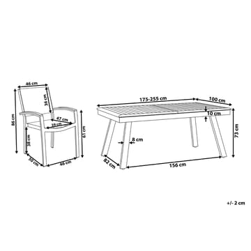 Pereta Hagegruppe Med Bord + 6 Stoler - Grå - Hagemøbler & utemiljø - Hagegruppe - Spisegrupper hage