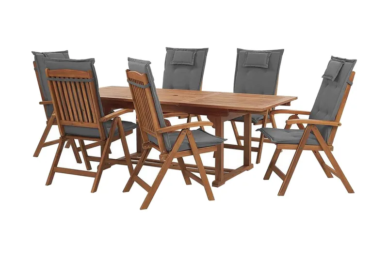 Riliegh Spisegruppe 220 cm + 6 Stoler, Grafitgrå