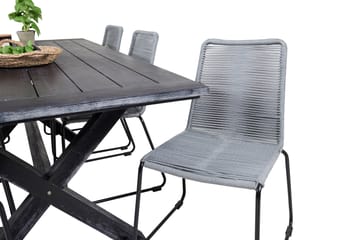Rives Spisegruppe 200cm + 6 Lindos Spisestoler - Svart/Grå - Hagemøbler & utemiljø - Hagegruppe - Spisegrupper hage