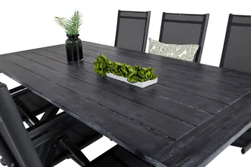 Rives Spisegruppe 200cm + 6 Break Posisjonsstoler - Svart/Grå - Hagemøbler & utemiljø - Hagegruppe - Spisegrupper hage