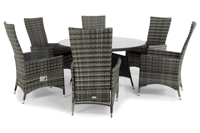 Round Spisegruppe Ø140+6 Jenny Regulerbare Stoler - Svart/Grå - Hagemøbler & utemiljø - Hagegruppe - Spisegrupper hage