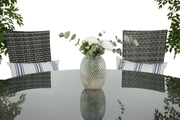 Round Spisegruppe Ø140+6 Jenny Regulerbare Stoler - Svart/Grå - Hagemøbler & utemiljø - Hagegruppe - Spisegrupper hage