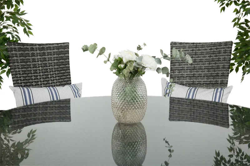 Round Spisegruppe Ø140+6 Jenny Regulerbare Stoler - Svart/Grå - Hagemøbler & utemiljø - Hagegruppe - Spisegrupper hage