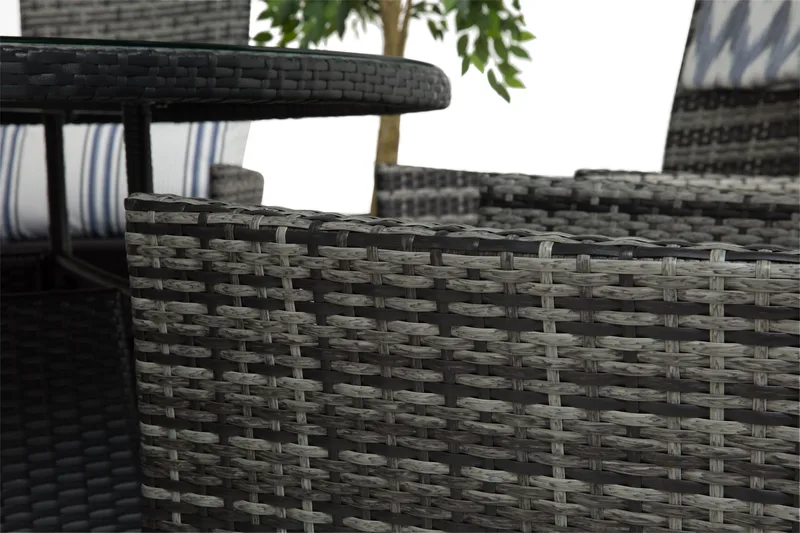 Round Spisegruppe Ø140+6 Jenny Regulerbare Stoler - Svart/Grå - Hagemøbler & utemiljø - Hagegruppe - Spisegrupper hage