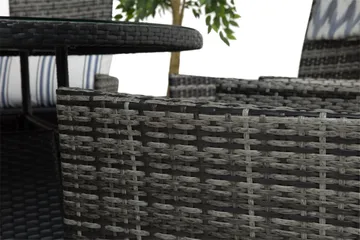 Round Spisegruppe Ø140+6 Jenny Regulerbare Stoler - Svart/Grå - Hagemøbler & utemiljø - Hagegruppe - Spisegrupper hage