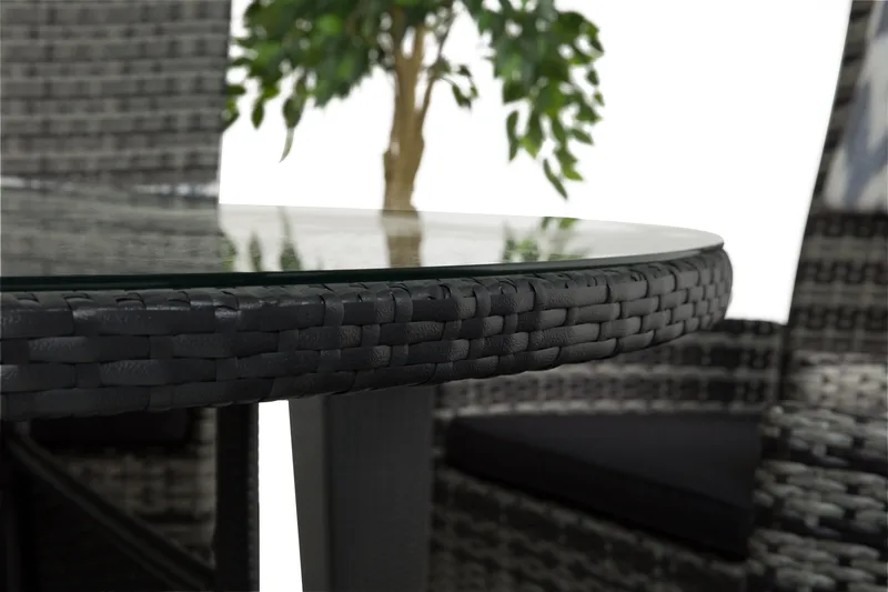 Round Spisegruppe Ø140+6 Jenny Regulerbare Stoler - Svart/Grå - Hagemøbler & utemiljø - Hagegruppe - Spisegrupper hage