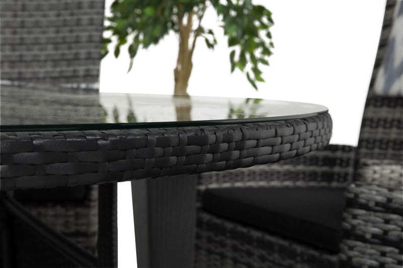 Round Spisegruppe Ø140+6 Jenny Regulerbare Stoler - Svart/Grå - Hagemøbler & utemiljø - Hagegruppe - Spisegrupper hage