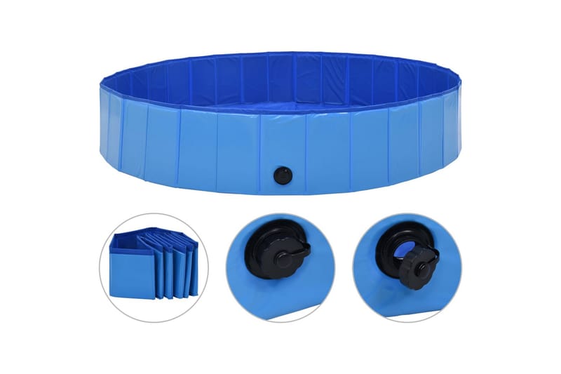 Sammenleggbart hundebasseng blå 160x30 cm PVC - Spisegrupper hage