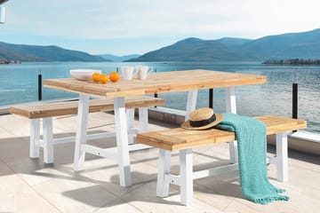 Scania Hagebord + 2 Benker 80 cm - Hvit - Hagemøbler & utemiljø - Hagegruppe - Spisegrupper hage