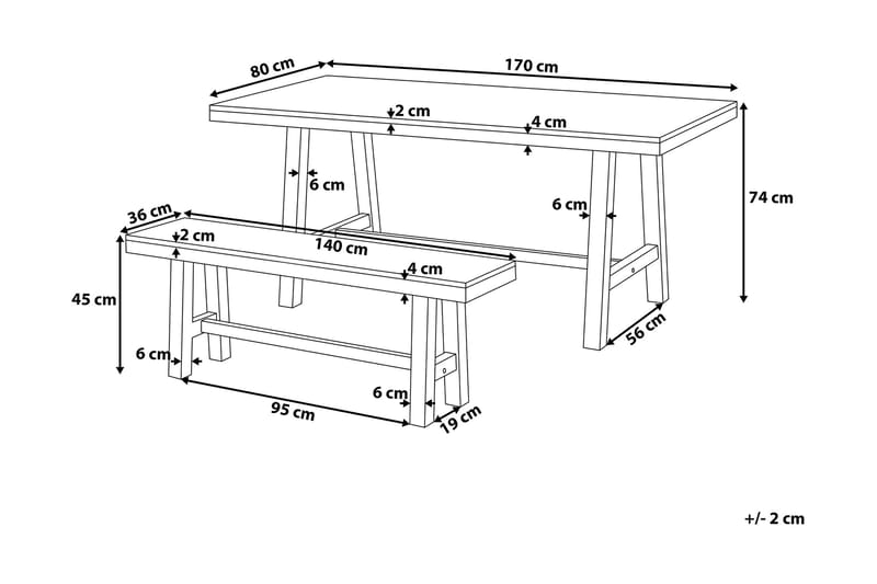 Scania Hagebord + 2 Benker 80 cm - Hvit - Hagemøbler & utemiljø - Hagegruppe - Spisegrupper hage